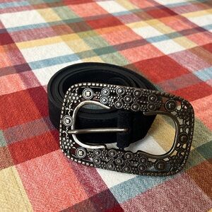 Free People Black Belt with Silver Buckle